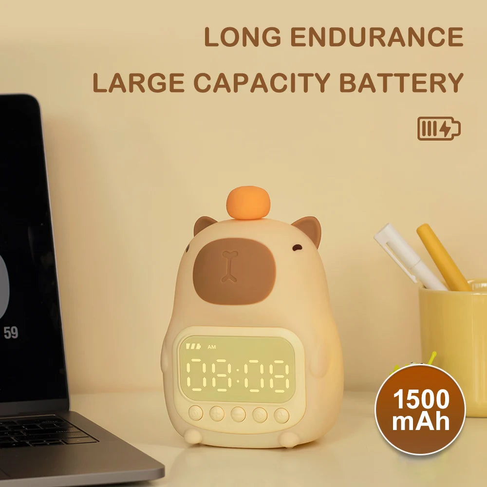 Cute Cartoon Capybara Silicone Night Light USB Rechargeable Timing Dimming Sleep Night Lamp for Children's Room Decor