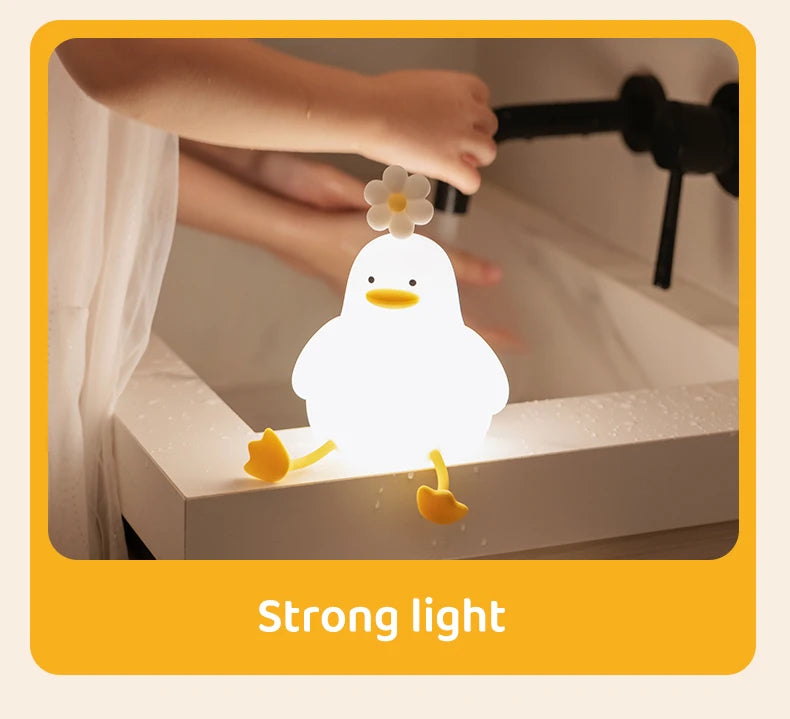 Cute Duck Led Night Light USB Rechargeable Nightlights Silicone Lamp Touch Switch Children Kid Bedroom Decoration Birthday Gift