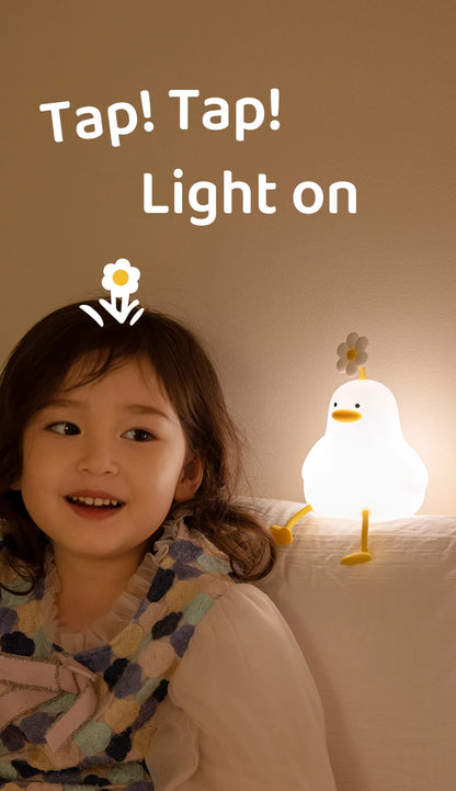 Cute Duck Led Night Light USB Rechargeable Nightlights Silicone Lamp Touch Switch Children Kid Bedroom Decoration Birthday Gift