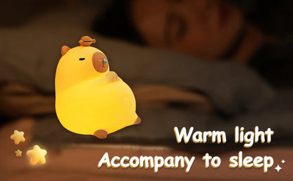 Cute Cartoon Capybara Silicone Night Light USB Rechargeable Timing Dimming Sleep Night Lamp for Children's Room Decor