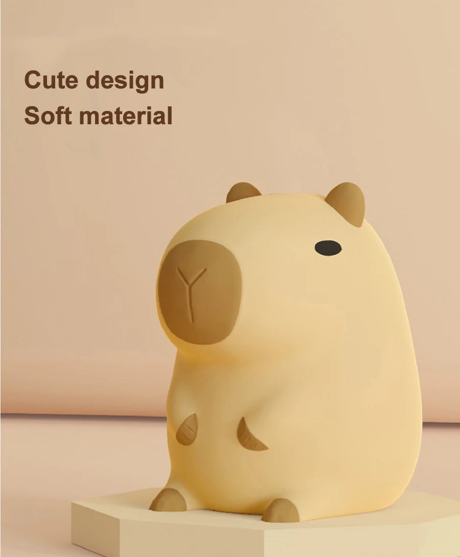 Cute Cartoon Capybara Silicone Night Light USB Rechargeable Timing Dimming Sleep Night Lamp for Children's Room Decor