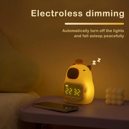 Cute Cartoon Capybara Silicone Night Light USB Rechargeable Timing Dimming Sleep Night Lamp for Children's Room Decor