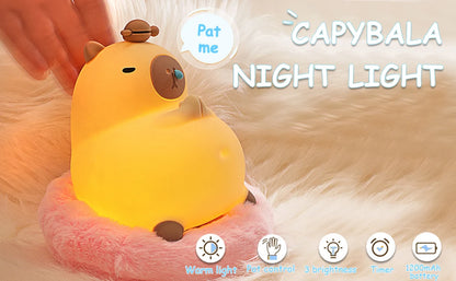 Cute Cartoon Capybara Silicone Night Light USB Rechargeable Timing Dimming Sleep Night Lamp for Children's Room Decor